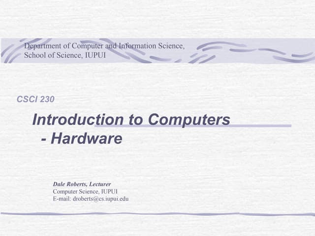Intro to comp. hardware