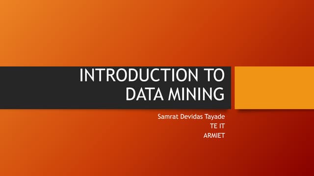 Introduction to data mining