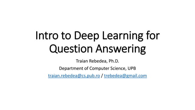 Intro to Deep Learning for Question Answering