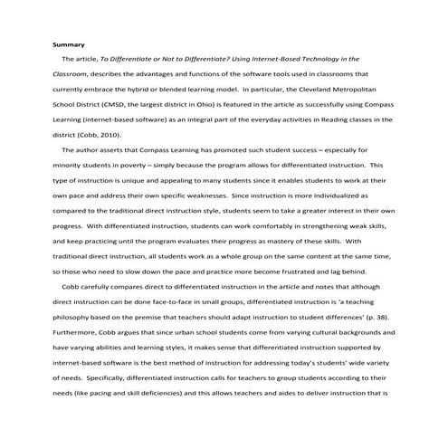 Introduction to DIFFERENTIATION through computer assisted instruction