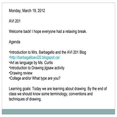 Intro to drawing avi 201