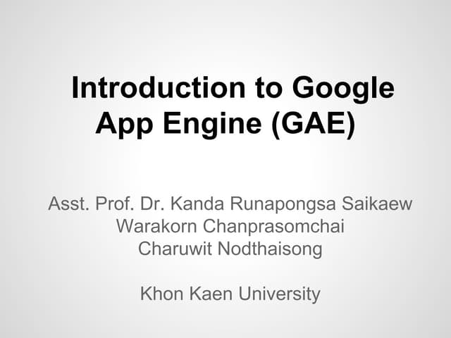 Introduction to Google App Engine