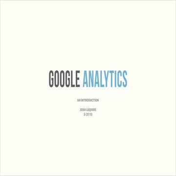 Introduction to Google Analytics