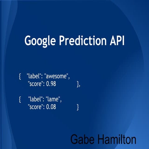 Intro to Google Prediction API