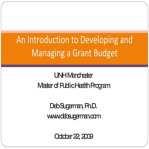 Introduction To Grant Budgets