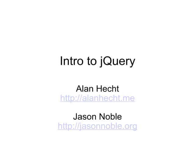 Intro to jQuery