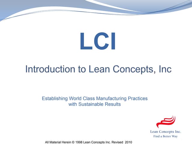 Intro to lean concepts, inc