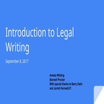 Introduction to Legal Writing: A Skills Practicum