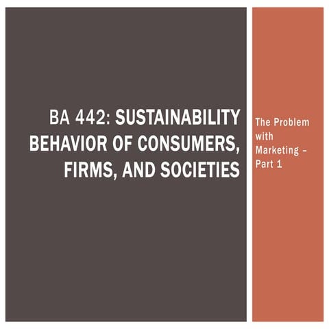 Sustainability Marketing - Marketing Basics and The Problems with Marketing