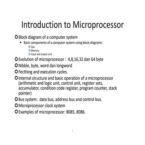 Intro to microprocessor and its detailing and applications | PPT