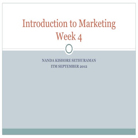 Introduction to Marketing - Session 4