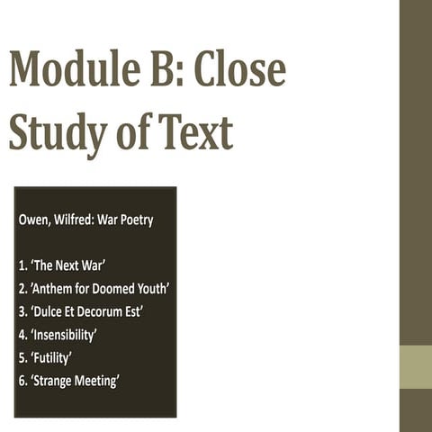 Introduction to A Close Study of Wilfred Owen - Module B