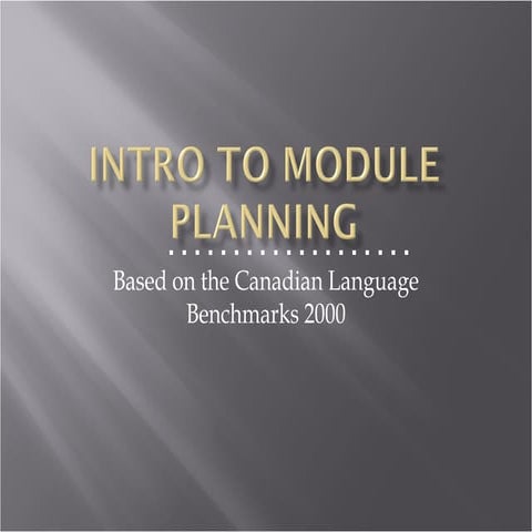 Intro to Module Planning in Adult ESL