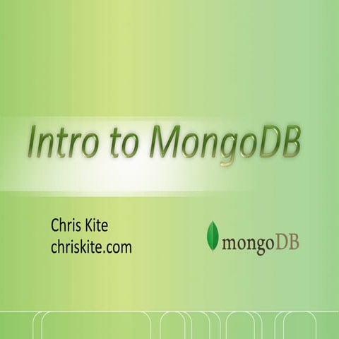 Intro To Mongo Db | PPT