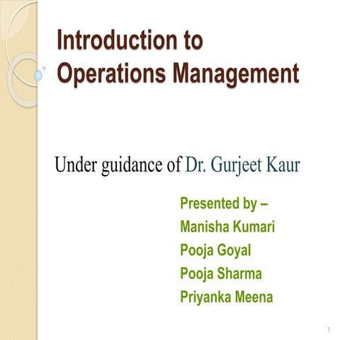 Introduction to operation management