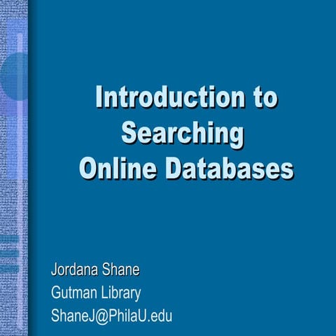 Intro To Online Databases Fall09