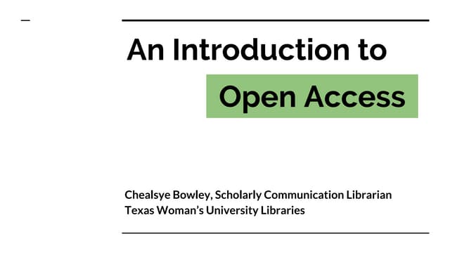 Introduction to Open Access