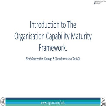 An Introduction to the Organisation Capability Maturity Framework (OrgCMF)