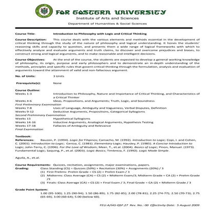 Intro To Philosophy with Critical Thinking