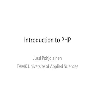 Introduction to PHP