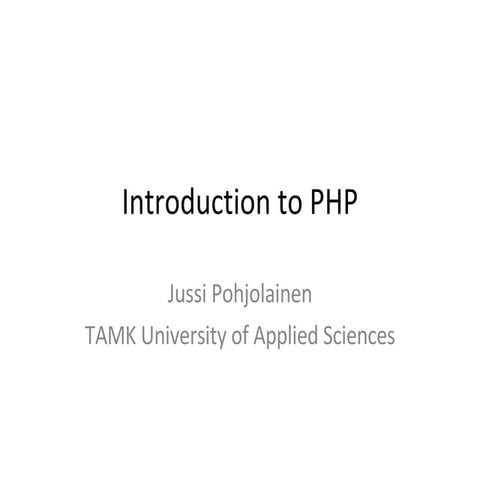 Introduction to PHP | PPT | Programming Languages | Computing
