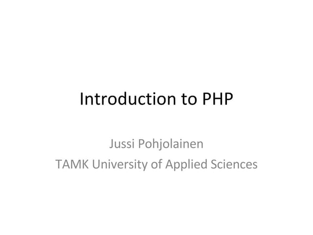 Introduction to PHP | PPT | Programming Languages | Computing