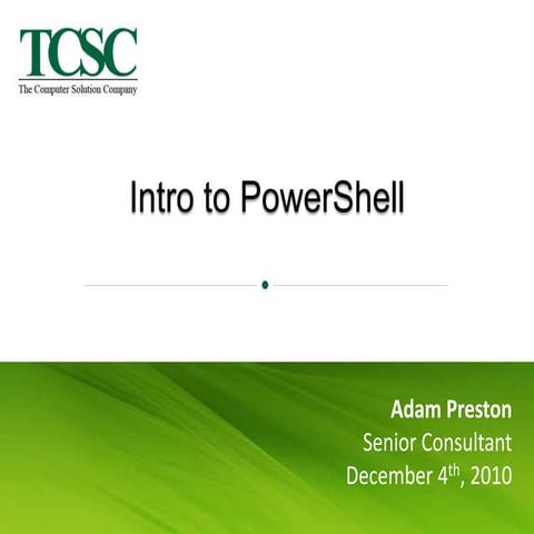 Intro to PowerShell | PPT