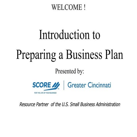 Introduction to Preparing a Business Plan