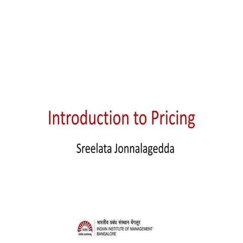 Introduction to Pricing