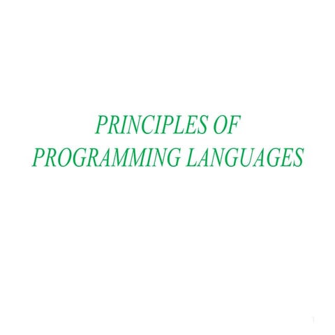 Principles of Intro to Programming Languages | PPT