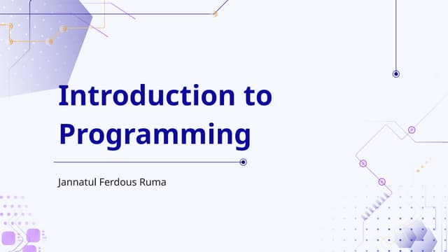 Introduction to Programming Lecture Material 1
