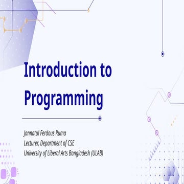Introduction to Programming Lecture Material 2 | PPT