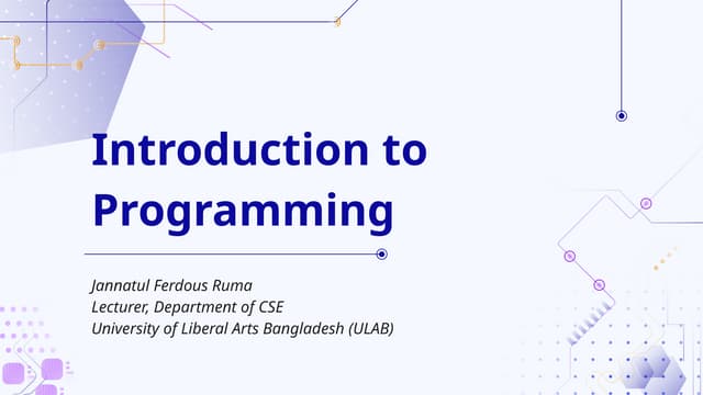 Introduction to Programming Lecture Material 3 | PPT