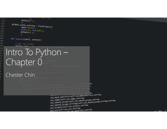 Intro to python chapter 0 | PPT