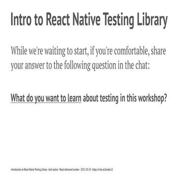 Intro to React Native Testing Library | PPT