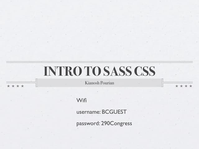 Intro to SASS CSS