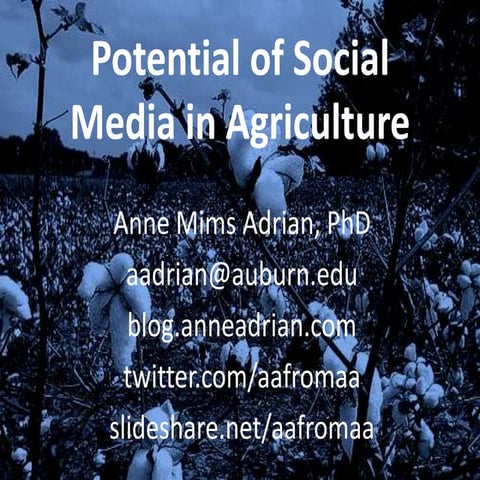 Social media potential for agriculture