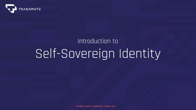 Introduction to Self-Sovereign Identity