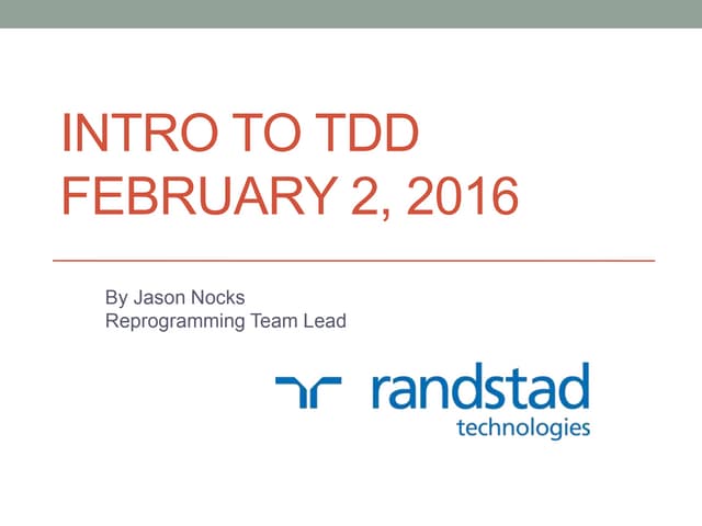 Intro to TDD