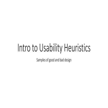 Introduction to usability heuristics