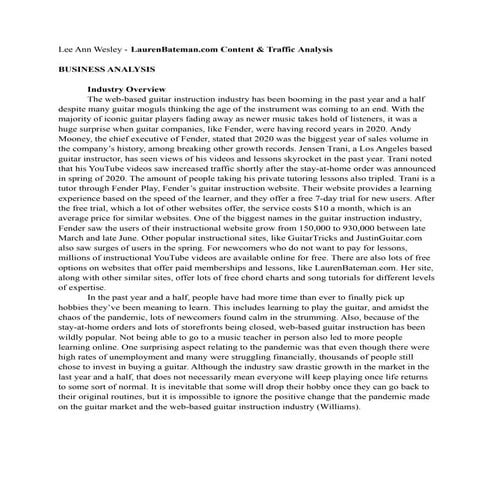 Content and Traffic Analysis of LaurenBateman.com