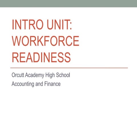 Intro Unit Workforce Readiness