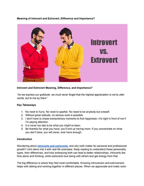 Compare And Contrast Extrovert And Introverts | PPT