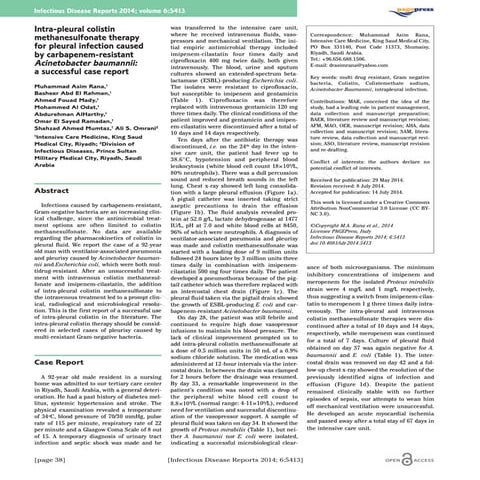 Intrpleural colistin