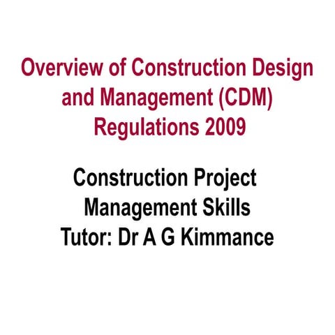 Construction Design and Management Regulations (CDM) 2015 | PDF