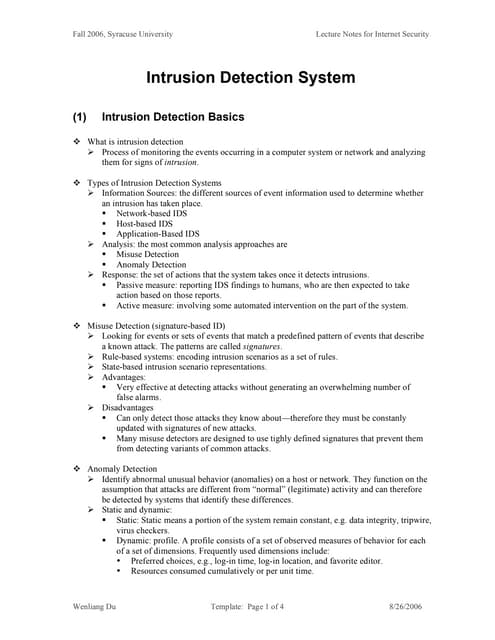 Intrusion detection