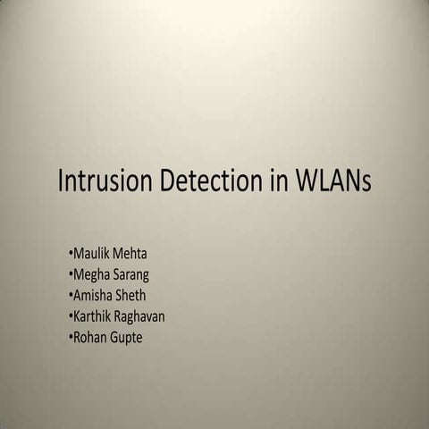Intrusion Detection in WLANs