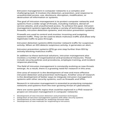 Intrusion management in computer networks is a com DRAFT3.docx