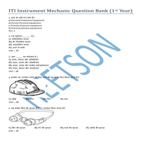 Instrument Mechanic ITI MCQ CTS 1st Year