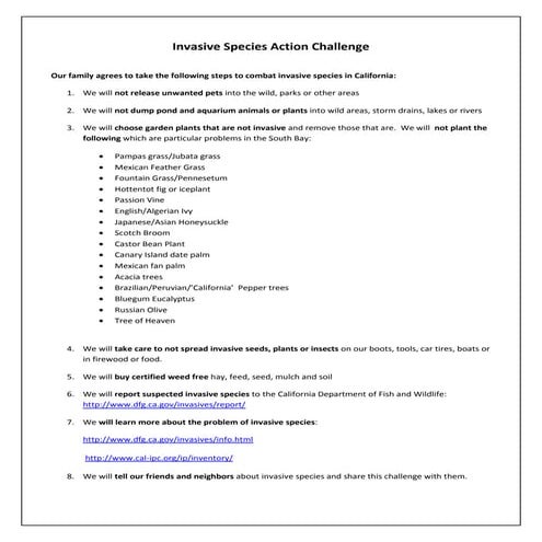 Invasive species action challenge